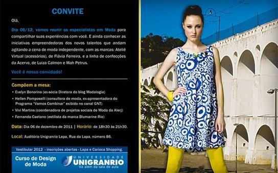 Convite Unigranrio Moda e Estilo: Fórum de Moda Unigranrio