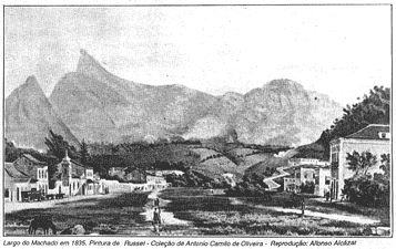 Largo do Machado em 1835. Pintura de Russel