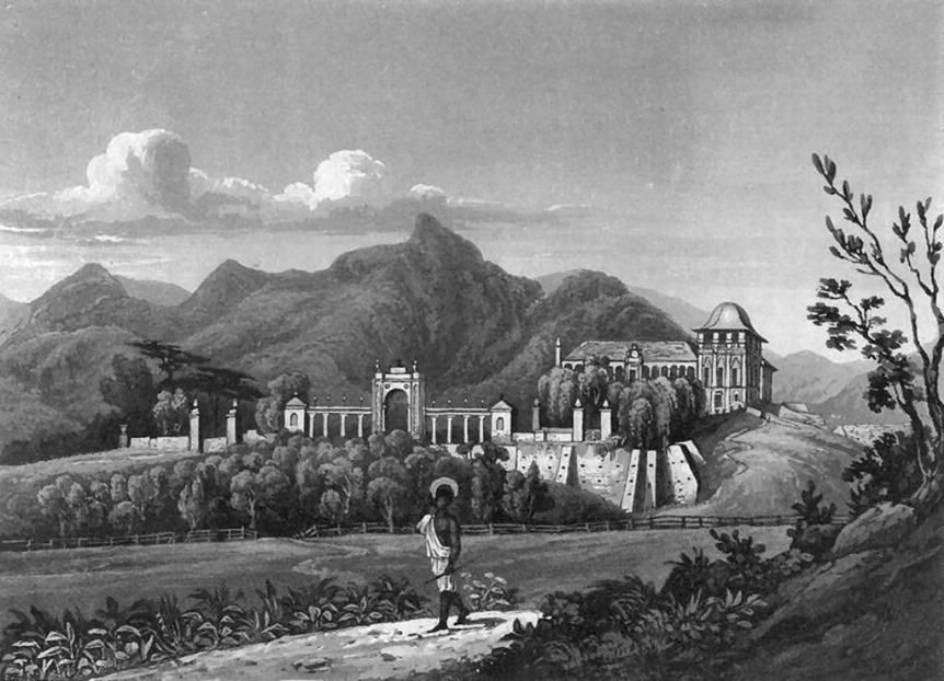 Vista da quinta com o Paço de São Cristóvão por volta de 1820