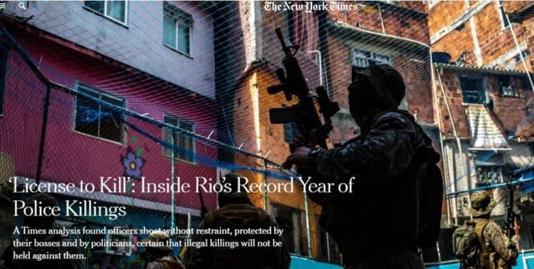 Reportagem do New York Times destaca violência da polícia do RJ ‘licença para matar’