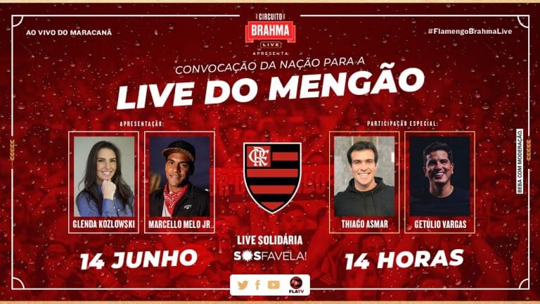 Flamengo e a Cervejaria Brahma garantem entretenimento da Nação Rubro-Negra em Live do Mengão