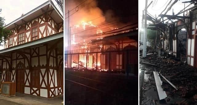 Incêndio atinge e destroí casarão histórico da Estação Ferroviária de Japeri