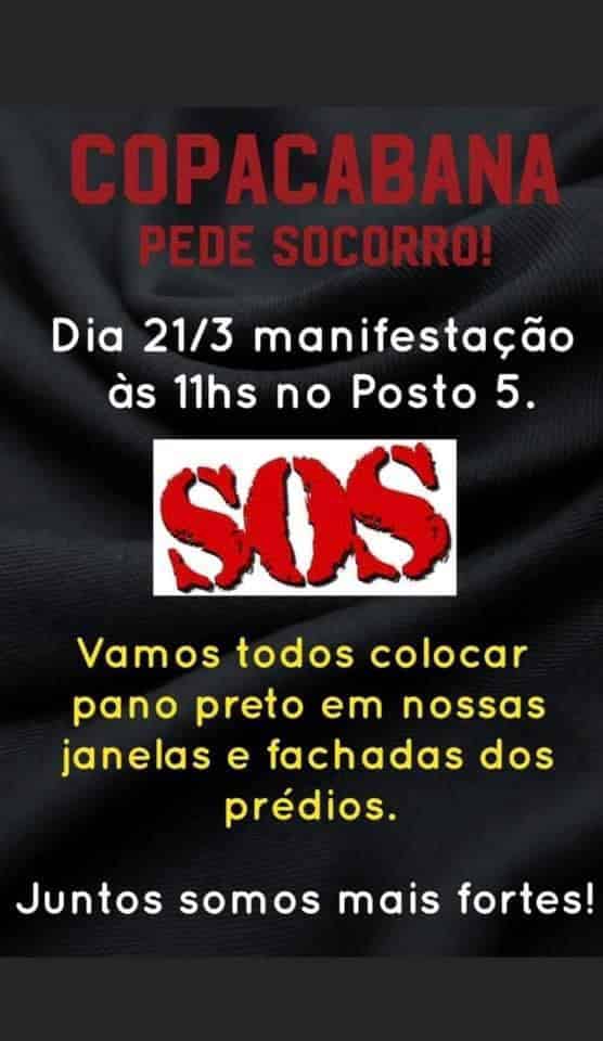 Moradores de Copacabana farão grande manifestação em março