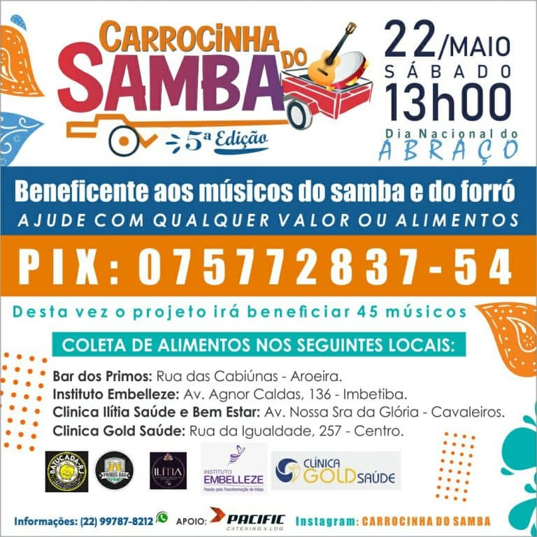 Projeto Carrocinha do Samba passa por Macaé neste sábado