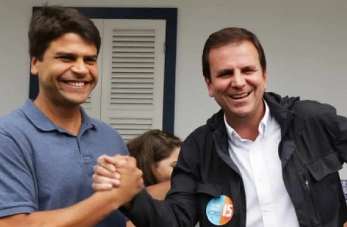 Respectivamente, Pedro Paulo, secretário municipal de Fazenda e Planejamento, e Eduardo Paes, prefeito do Rio