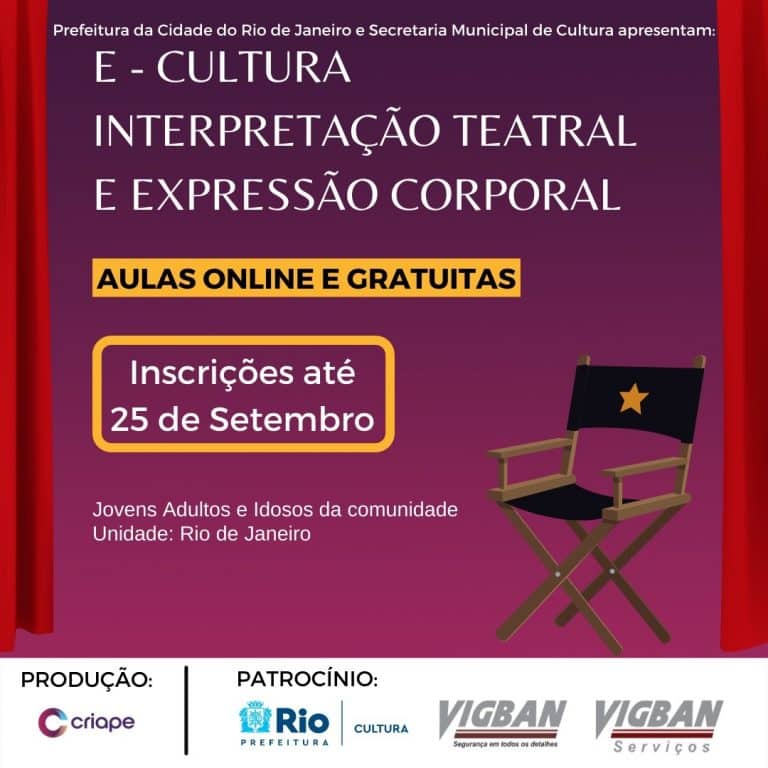 Projeto E-Cultura oferece oficinas online gratuitas de teatro