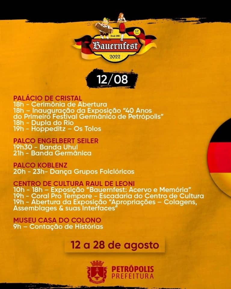Abertura da Bauernfest acontece nessa sexta-feira no Palácio de Cristal, em Petrópolis