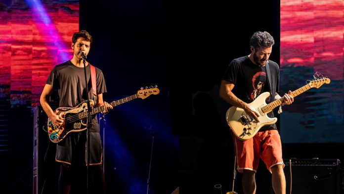 Respectivamente, Gesta e Miguel em show do Dibob no Festival Rock The Mountain