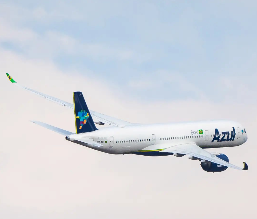 Azul realiza voo inaugural do A350, maior avião da companhia